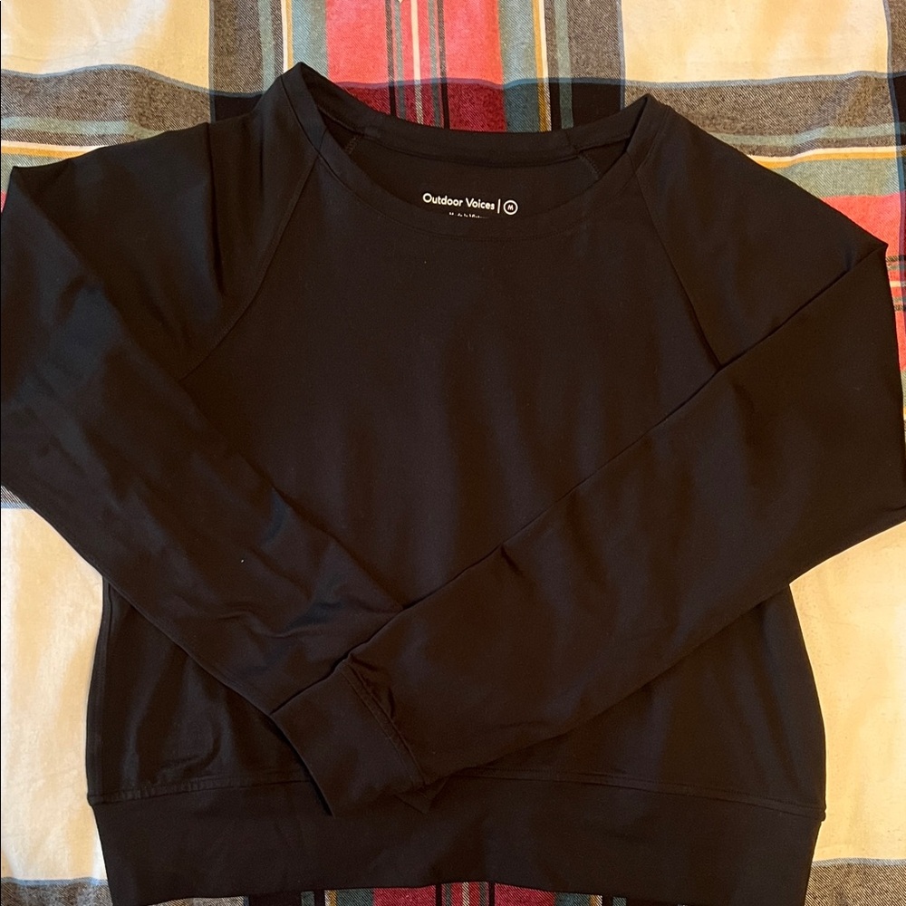Outdoor Voices Cloudknit Boxy Long sleeve in Black NWOT size M
